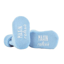 Load image into Gallery viewer, Maxin Relaxin Blue Baby Socks
