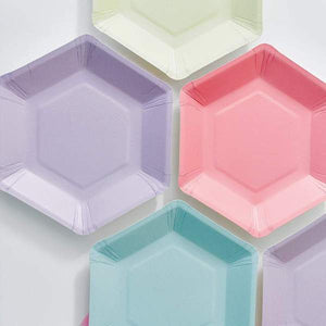 "We Heart Pastels" Hexagonal Dessert Plates (Set of 12)